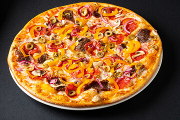tasty pizza on the black background