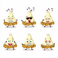 An image of slice of lemon meringue pie dancer cartoon character enjoying the music