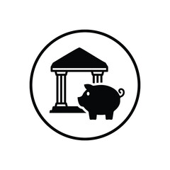 Bank, savings, fund, funds, growth, piggy icon. Black vector design.
