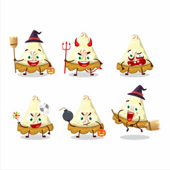 Fototapeta premium Halloween expression emoticons with cartoon character of slice of lemon meringue pie