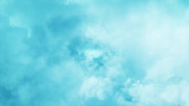 Passing Clouds Fly in the Light Blue Sky Loop. 3D rendering. Soft clouds fly in the blue sky background seamless loop animation.