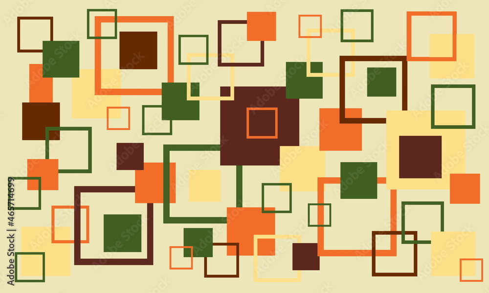 Poster jointed square frames of colorful colors on a crean background