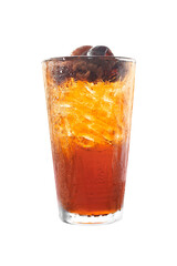 Iced longan juice in glass on white background