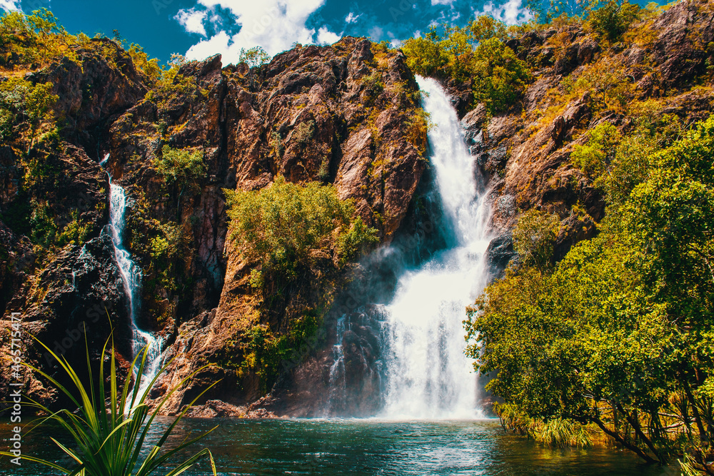 Poster beautiful shot of the wangi falls, litchfield, australia