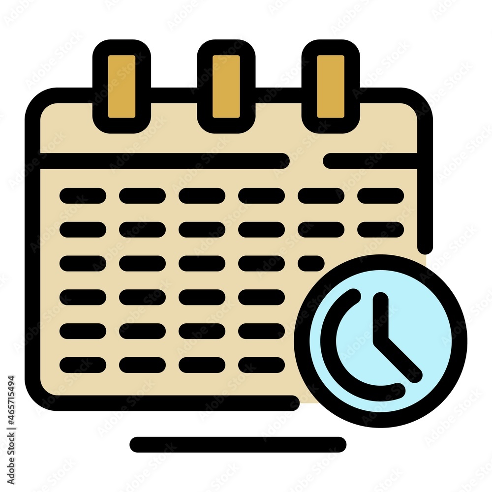 Poster calendar program icon. outline calendar program vector icon color flat isolated