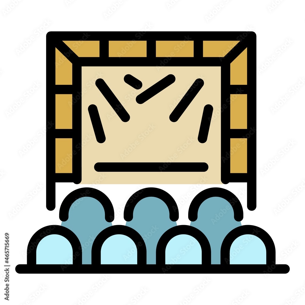 Poster audience and scene icon. outline audience and scene vector icon color flat isolated
