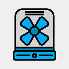 Fan icon vector illustration in filled line style about summer, use for website mobile app presentation