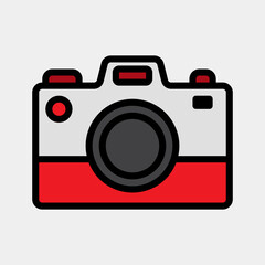 Camera icon vector illustration in filled line style about summer, use for website mobile app presentation