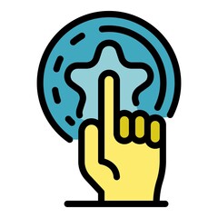 Obraz premium Finger and star icon. Outline finger and star vector icon color flat isolated