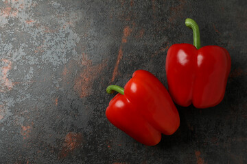 Red bell pepper on dark background, close up