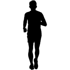 Obraz premium Black Silhouettes Runners sprint men on white background