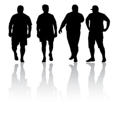 Black Set Silhouettes Large Man on white background