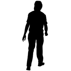 Silhouette Group of People Standing on White Background