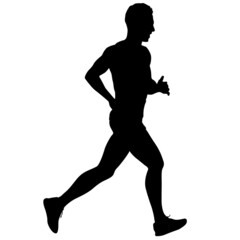 Black Silhouettes Runners sprint men on white background