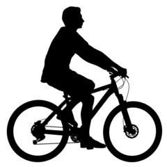 Silhouette of a sports cyclist on a white background