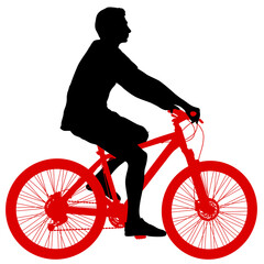 Silhouette of a sports cyclist on a white background