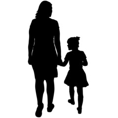 Silhouette of happy family on a white background