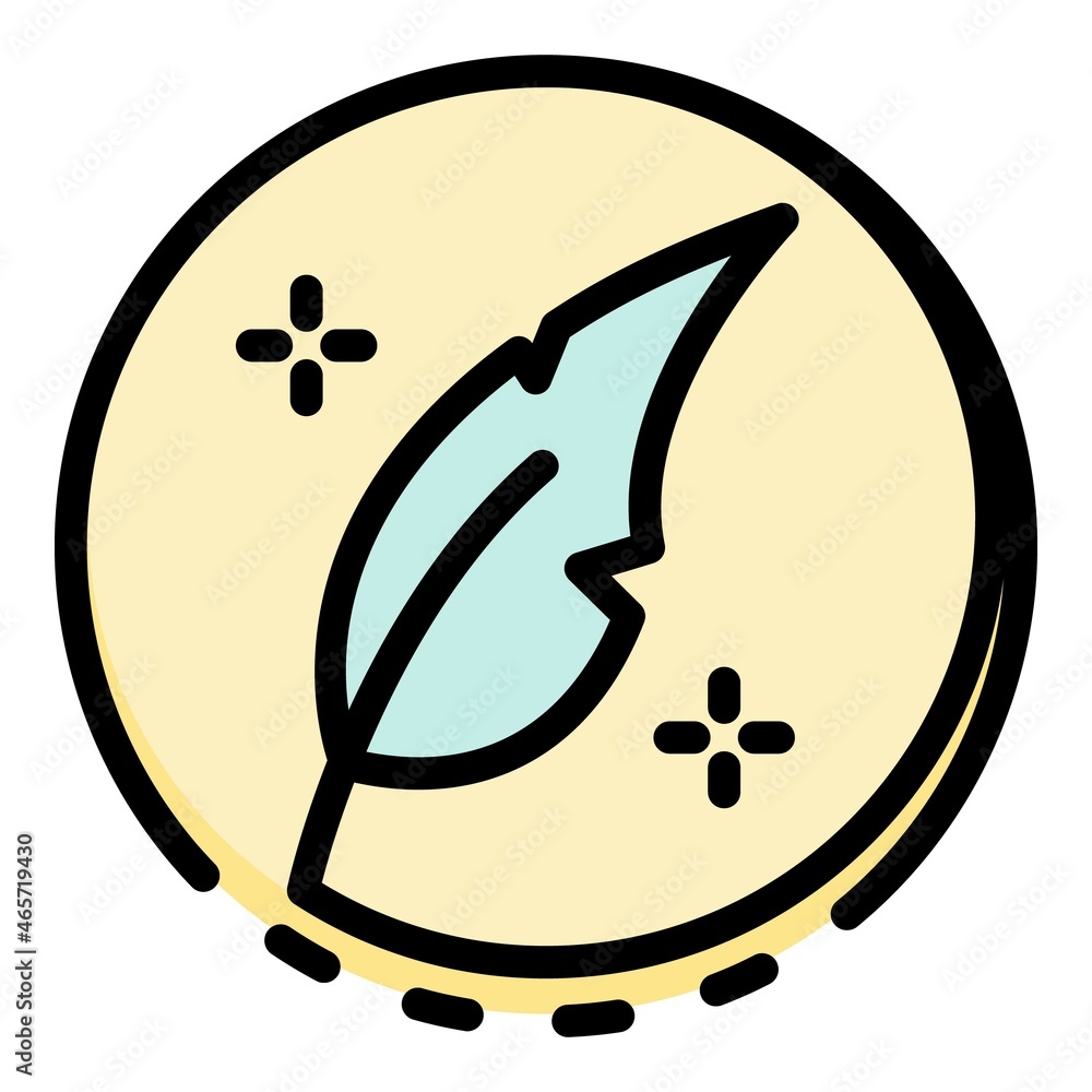 Poster goose feather in a circle icon. outline goose feather in a circle vector icon color flat isolated