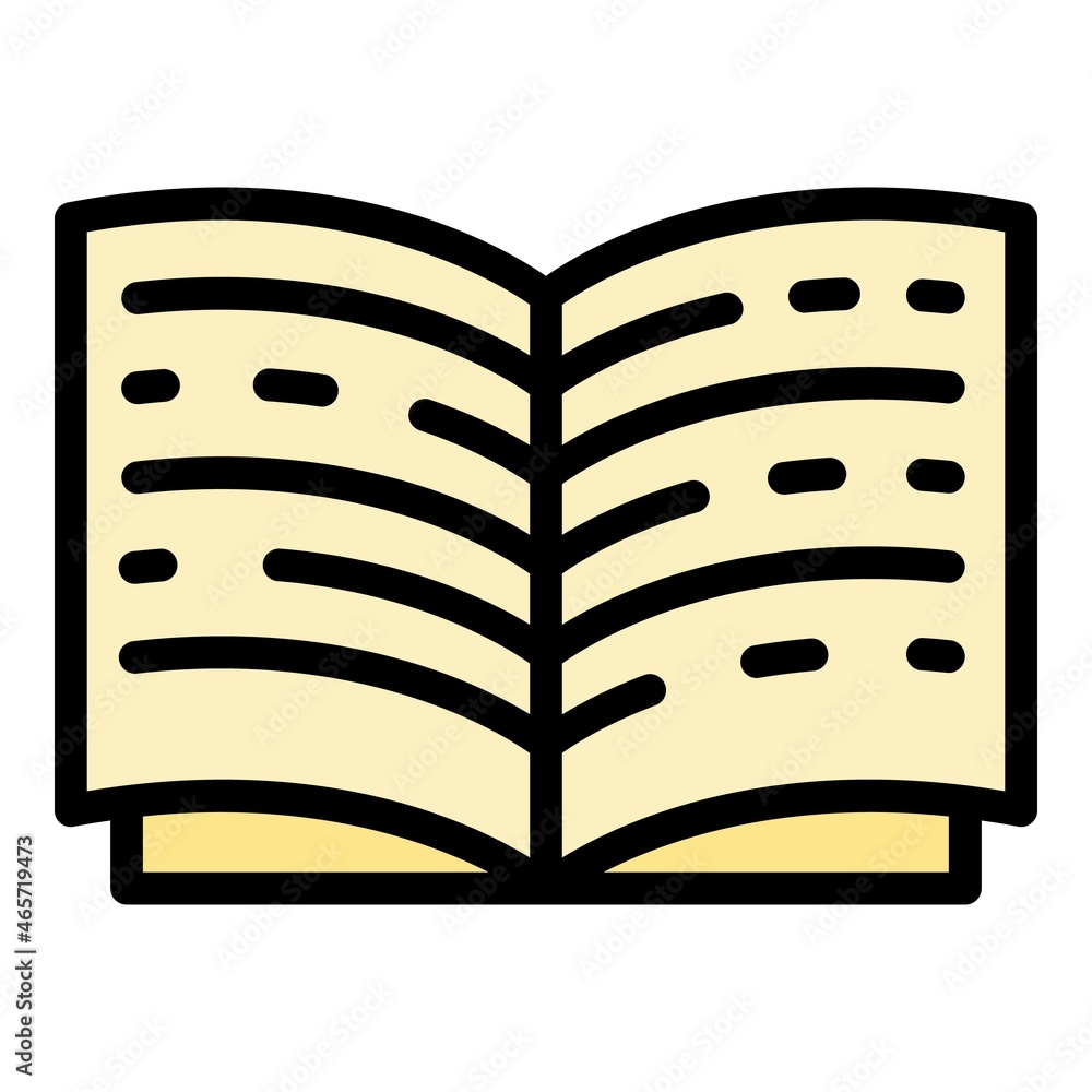 Poster open copybook with text icon. outline open copybook with text vector icon color flat isolated