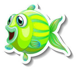 Sea Animal Cartoon Sticker with Cute Fish