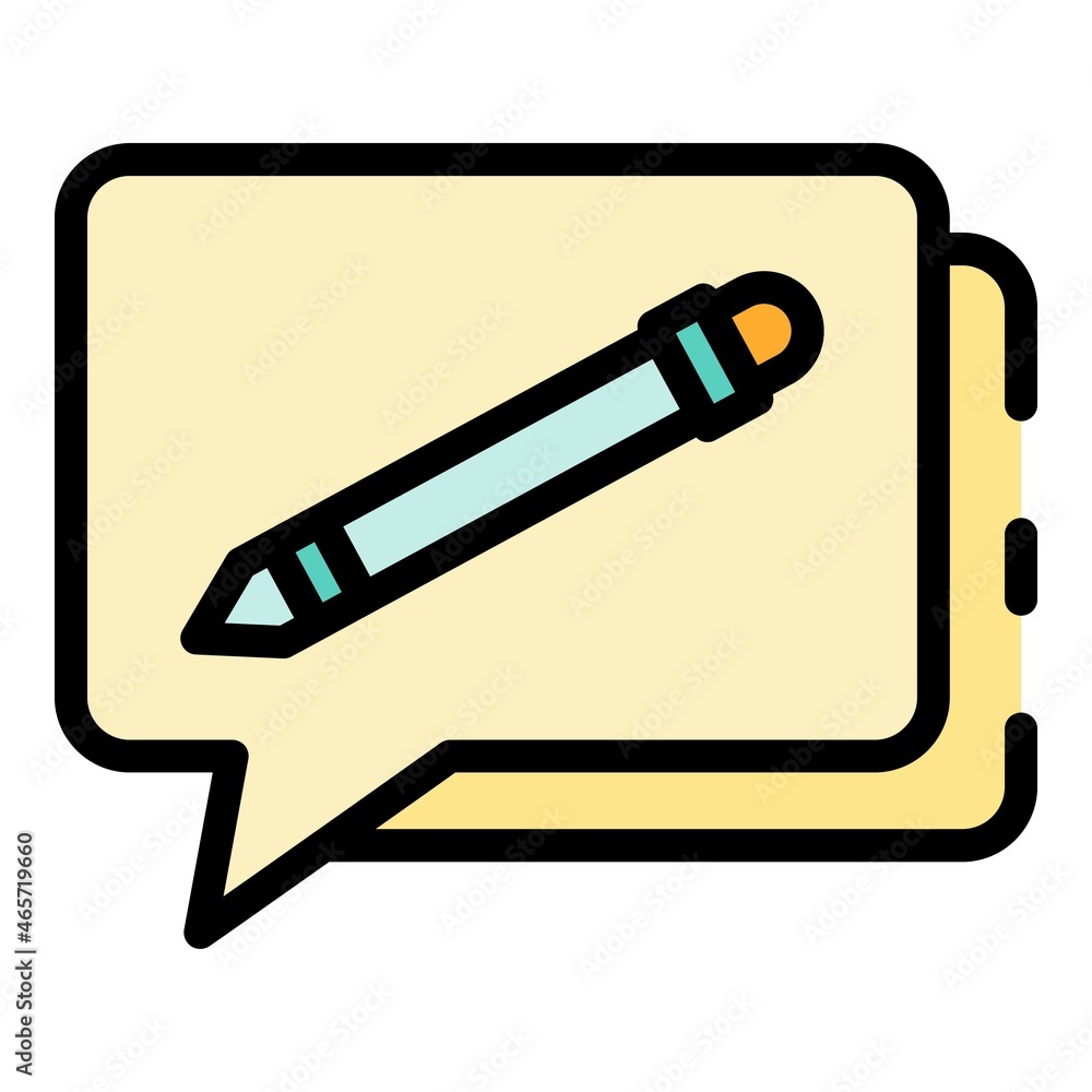 Poster message pencil icon. outline message pencil vector icon color flat isolated