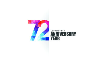 72 year anniversary full color polygon geometry style background for event, birthday, gift - vector