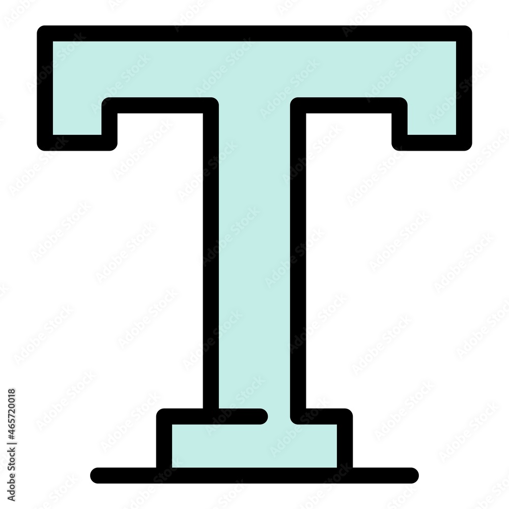 Poster uppercase t icon. outline uppercase t vector icon color flat isolated
