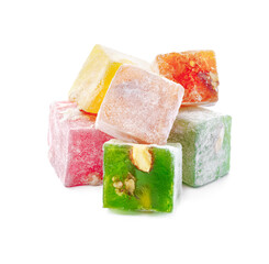 Traditional Turkish delight isolated on white background