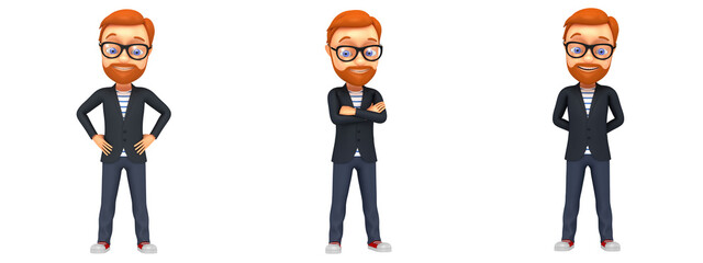 Cartoon character businessman on a white background isolated. 3d render illustration.