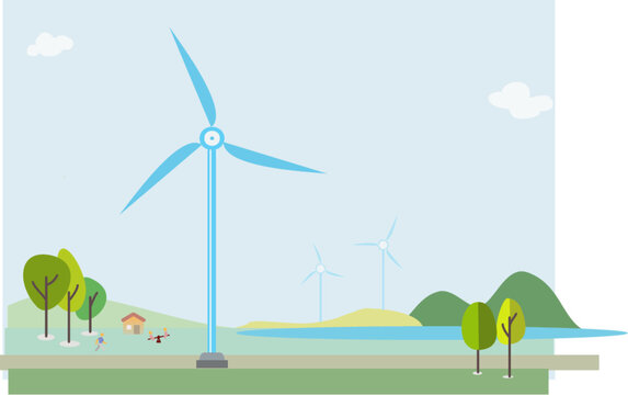 Onshore Wind Turbines, Renewable Energy In A Green Nature Landscape, Fit For Green Energy Transition And Sustainable Power Generation, Wind Power Development, Onshore Wind Structure Alternative Energy