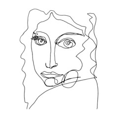 Human portrait line drawing. Sketch of an unattractive, plain looking abstract person. Digitally created illustration of a fictive person.