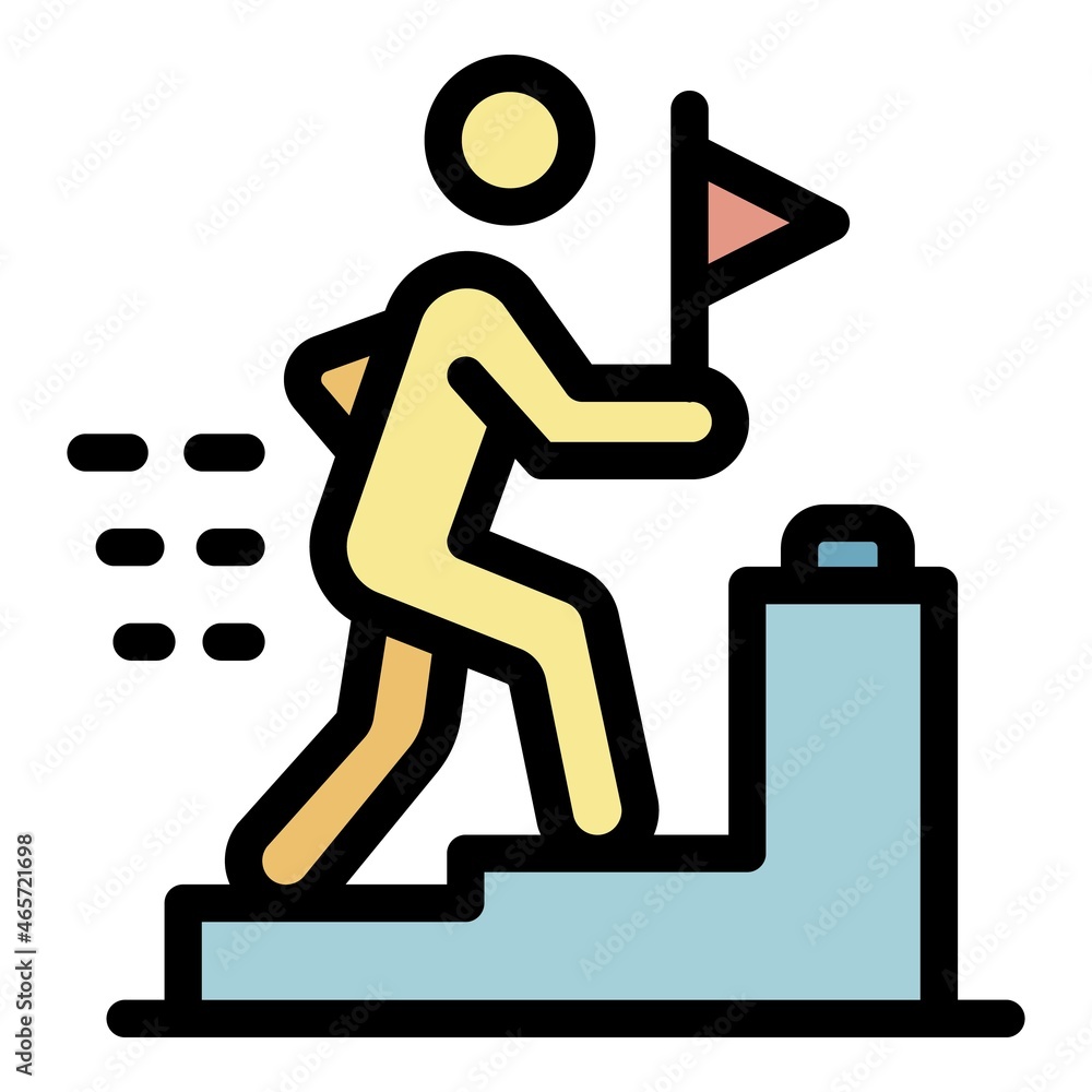 Poster step up icon. outline step up vector icon color flat isolated