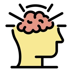 Brilliant brain icon. Outline brilliant brain vector icon color flat isolated