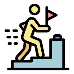 Step up icon. Outline step up vector icon color flat isolated