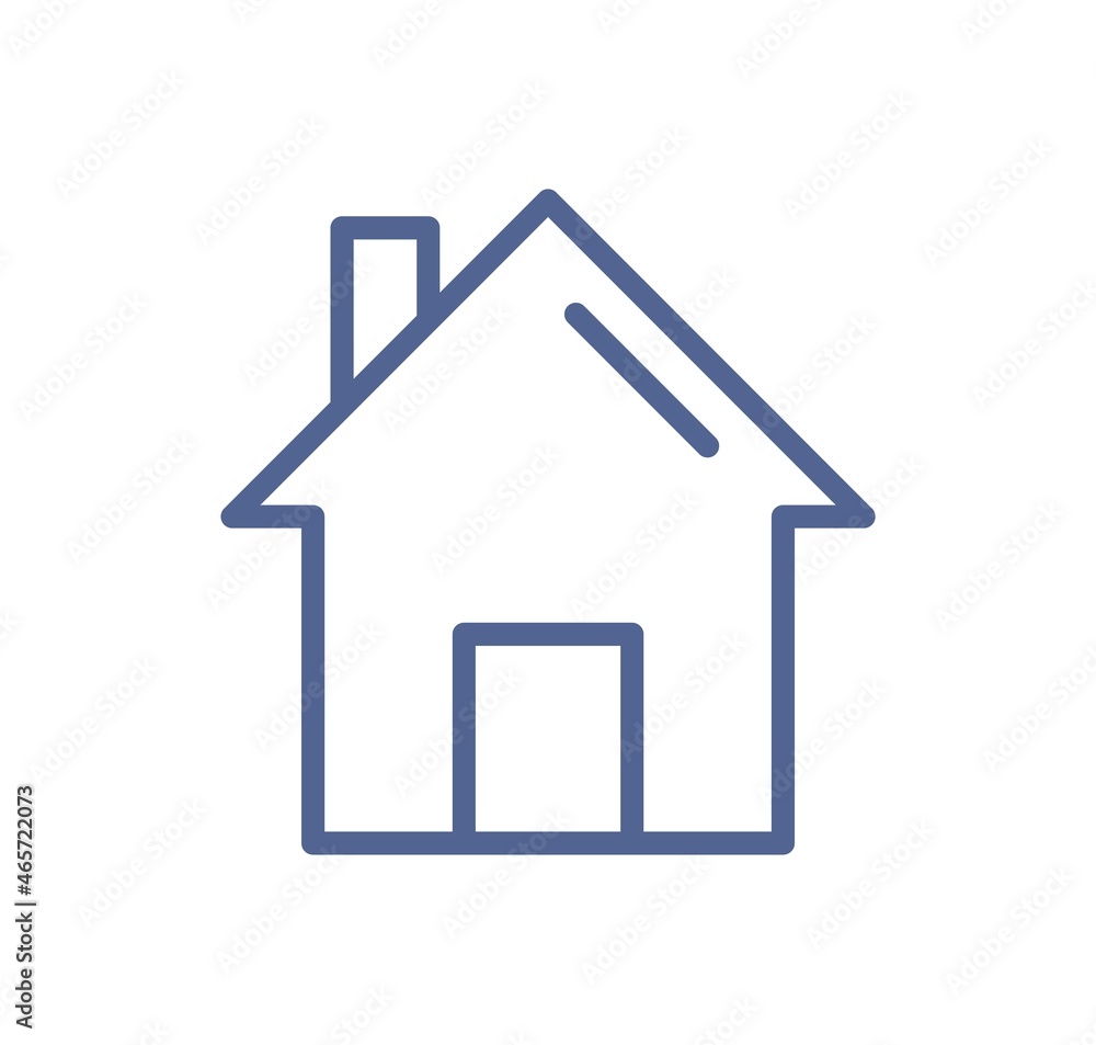 Poster Home web page icon in line art style. Simple house pictogram for website interface. UI symbol of main homepage. Linear outlined flat vector illustration of real estate isolated on white background
