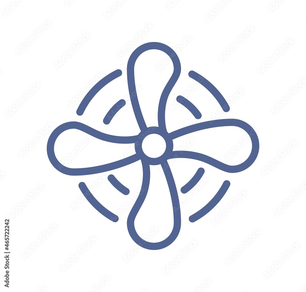 Poster electric fan icon in lineart style. ventilator or cooler with propellers pictogram. air conditioning