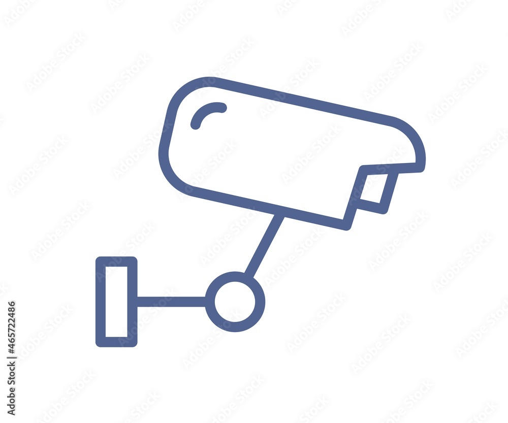 Aufkleber simple line art icon of security camera for video surveillance and observation of controled area. cc