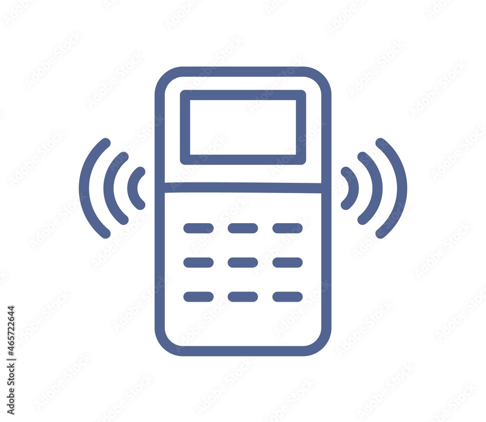 Aufkleber Remote controller with signal waves icon in line art style. Notification from smart home control console. Simple linear flat vector illustration isolated on white background