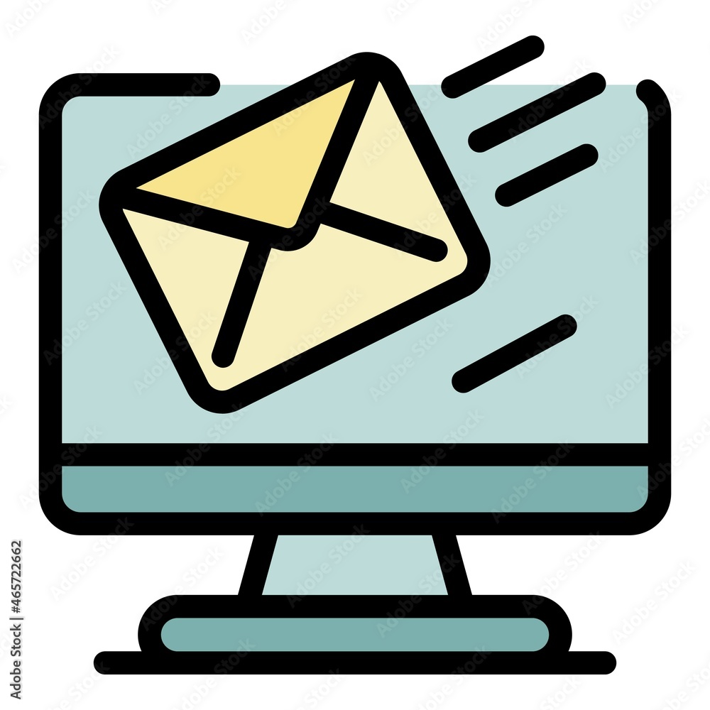 Poster email on display icon. outline email on display vector icon color flat isolated