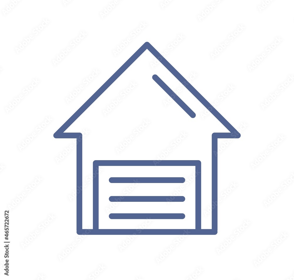 Aufkleber Garage gate control icon. Closed door of smart house sign in line art style. Car parking in smarthome. Symbol for web interface. Simple linear flat vector illustration isolated on white background