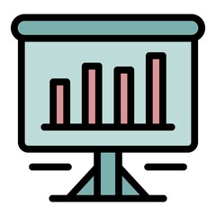 Flipchart with diagram icon. Outline flipchart with diagram vector icon color flat isolated