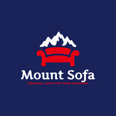 Unique Furniture logo design template. Sofa with mountain logo.