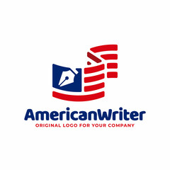 American writer logo design template.