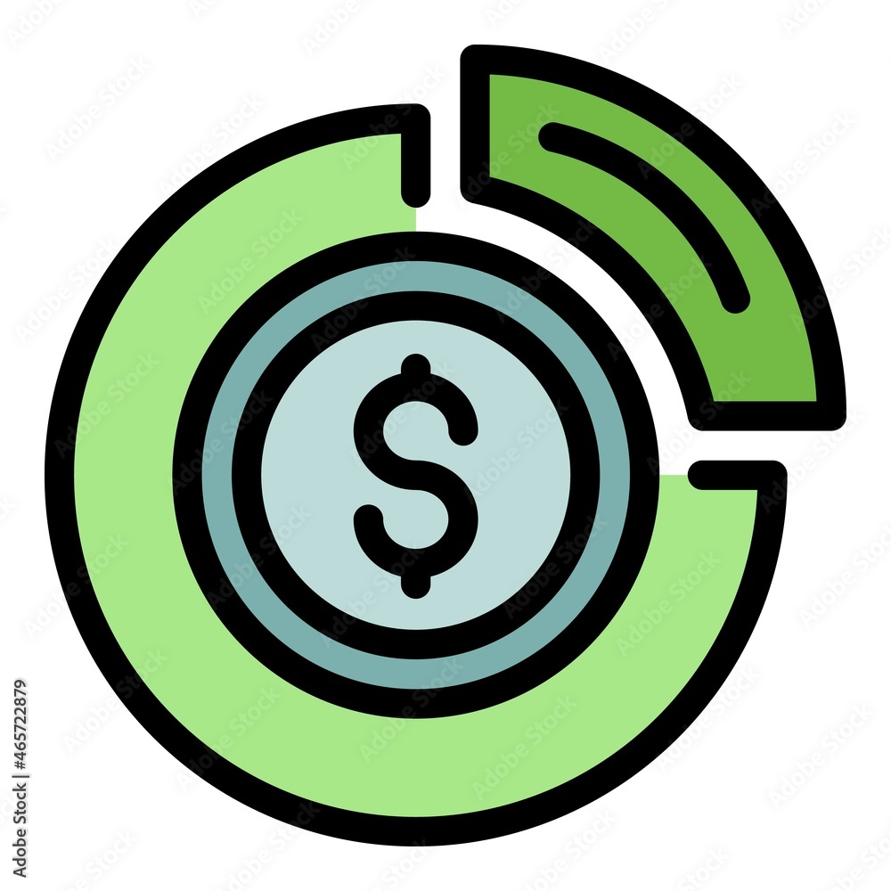 Aufkleber dollar in a circle icon. outline dollar in a circle vector icon color flat isolated