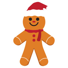 gingerbread man isolated on white with Christmas hat, Christmas Gingerbread man, sweet gingerbread man, Gingerbread man with Santa hat