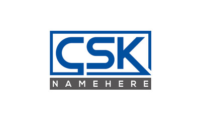 CSK Letters Logo With Rectangle Logo Vector