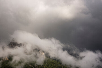landscape, mountain and houses in vigo di fassa  in Trentino Alto Adige in Italy