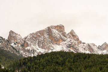 Obraz premium landscape, mountain and houses in vigo di fassa in Trentino Alto Adige in Italy