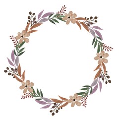 circle frame with pastel color floral border