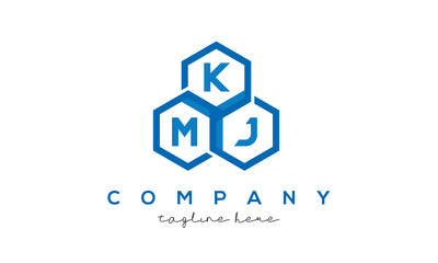 KMJ letters design logo with three polygon hexagon logo vector template